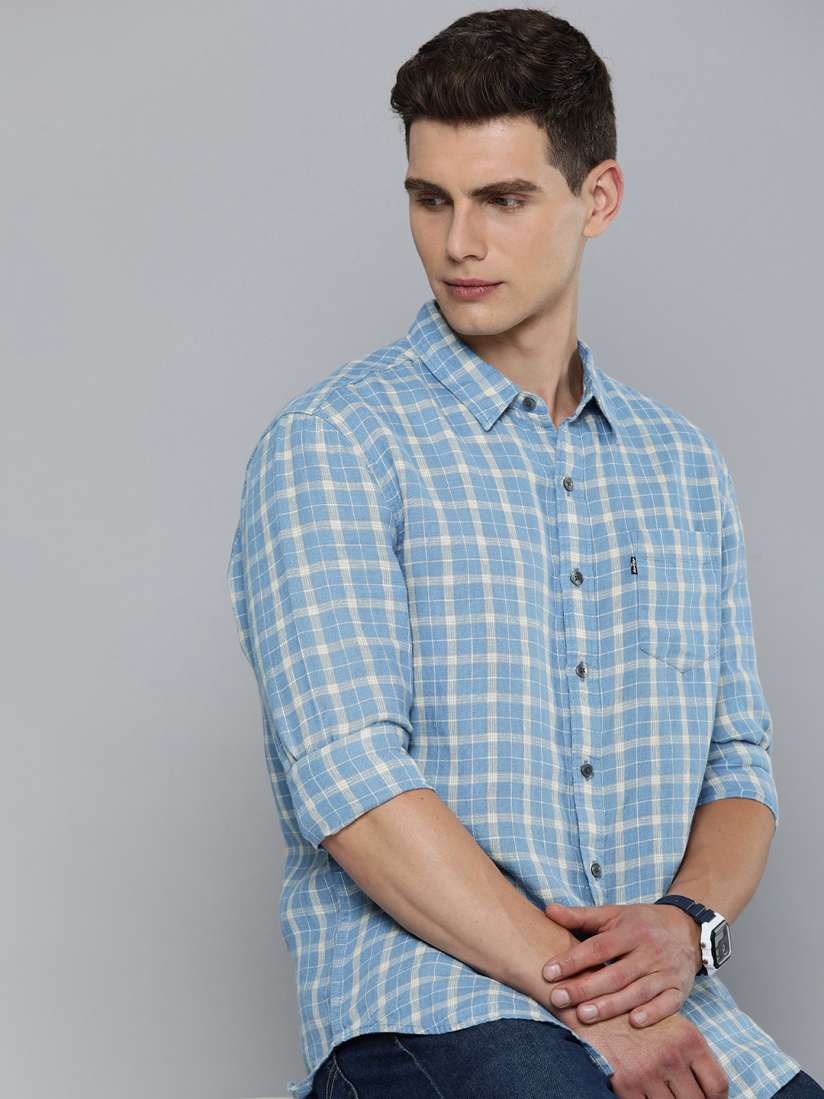 Buy Levis Men Slim Fit Grid Tratan Checks Pure Linen Casual Shirt Shirts for Men 26297476 Myntra