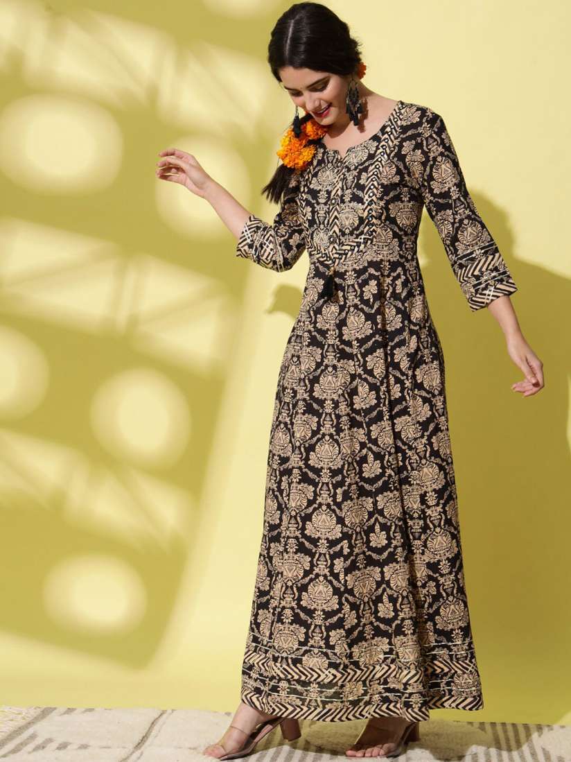 Buy AAYUMI Ethnic Motifs Printed A Line Ethnic Dress Ethnic Dresses for Women 26301038 Myntra