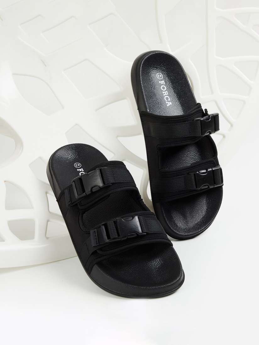 Rubber double strap sandals sale