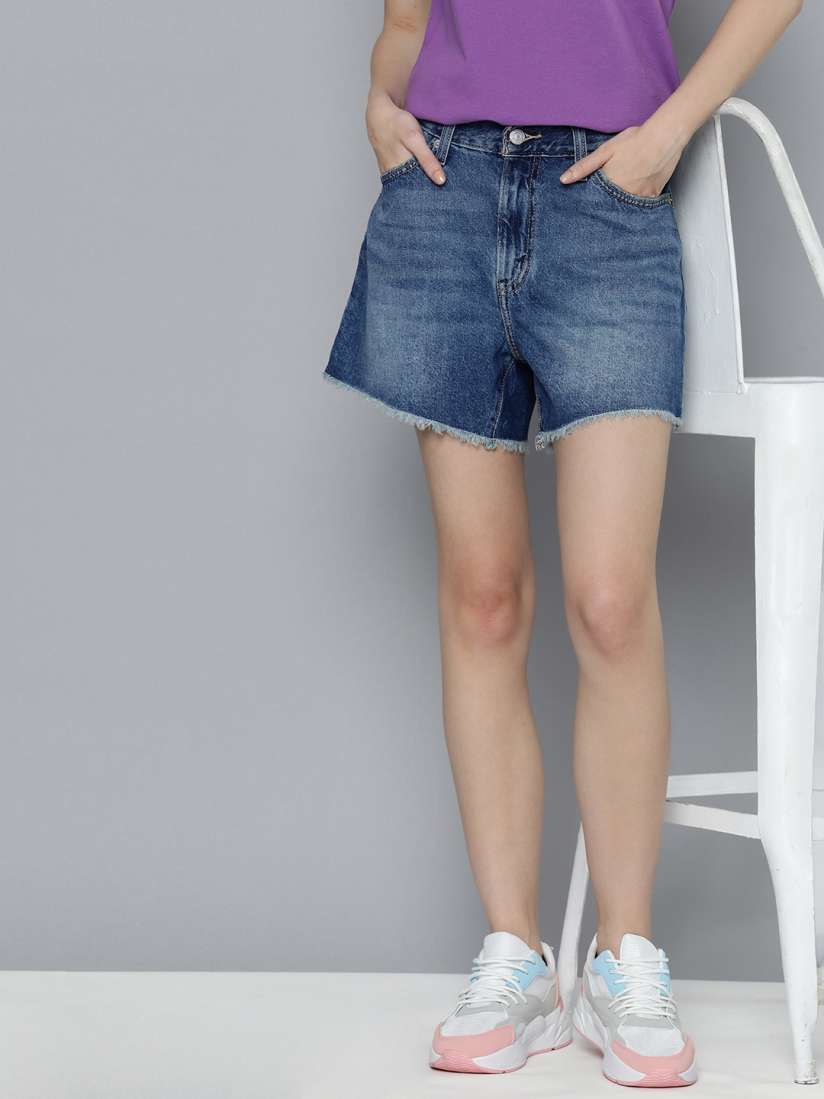 Buy Levis Women Pure Cotton 512 Regular Fit High Rise Denim Shorts Shorts for Women 26309340 Myntra