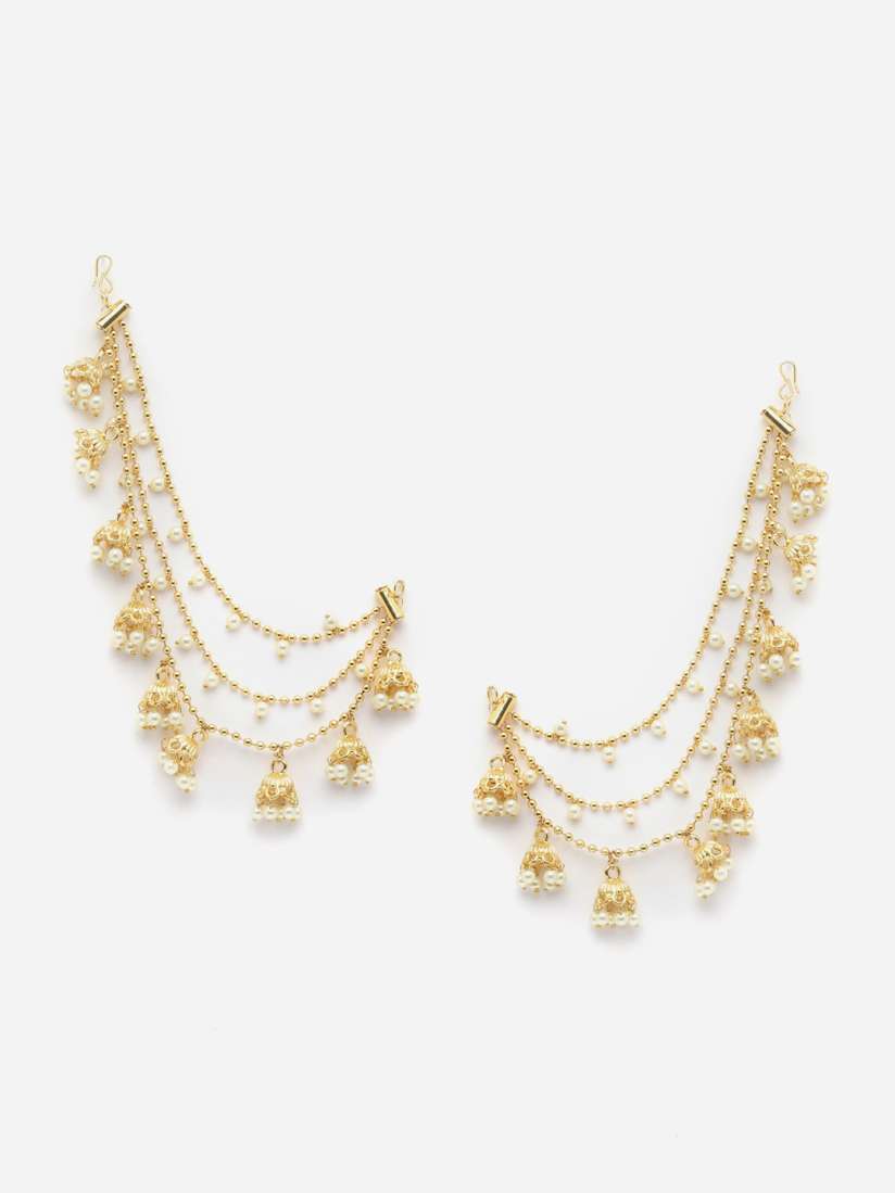 Buy Sanjog Gold Plated Pearls Studded Classic Layered Ear Chain Ear Cuff 9 Jhumki Jhumka Earring Earrings for Women 26309610 Myntra