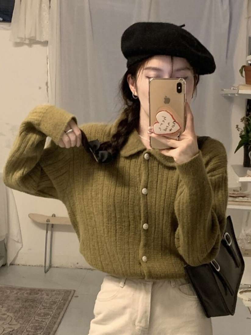 Buy StyleCast Teen Girls Green Striped Spread Collar Acrylic Cardigan Sweater Sweaters for Girls 26310408 Myntra