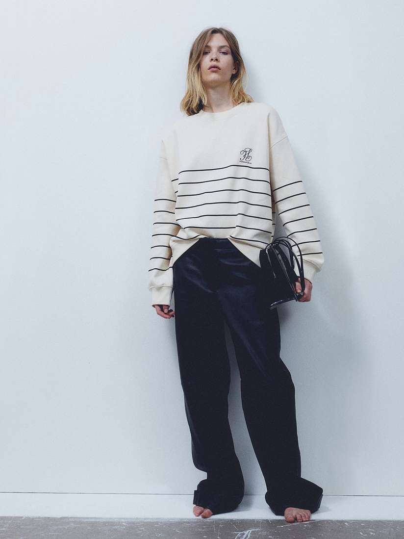 H&m Black And White Striped Sweatshirt Womens Buy H&M Women