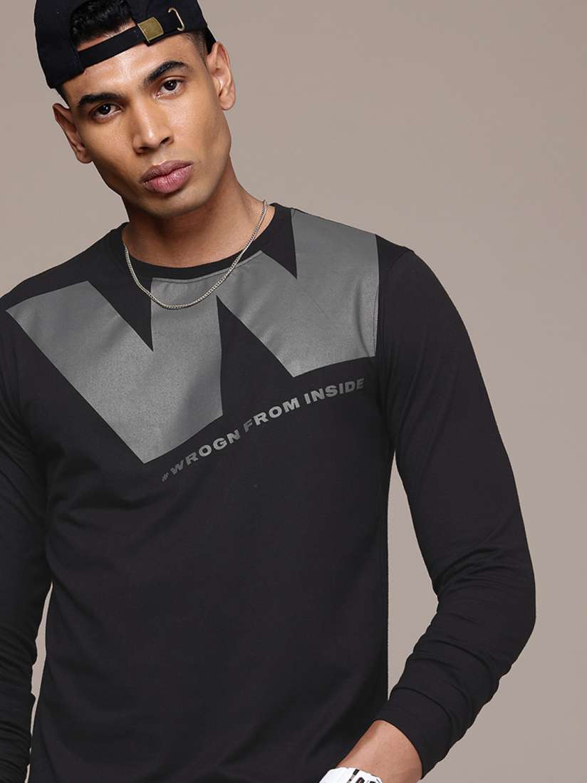 Buy WROGN Long Sleeves Printed Slim Fit T shirt Tshirts for Men 26315162 Myntra