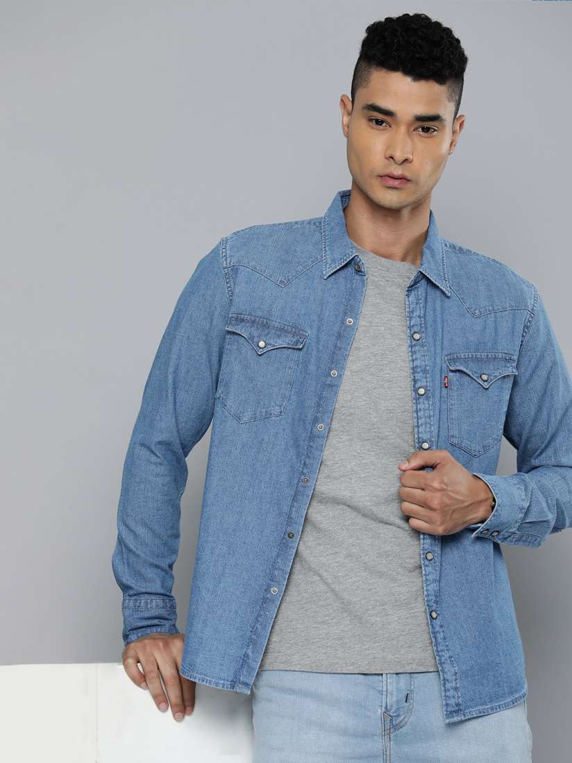 Levi's chambray mens shirt discount