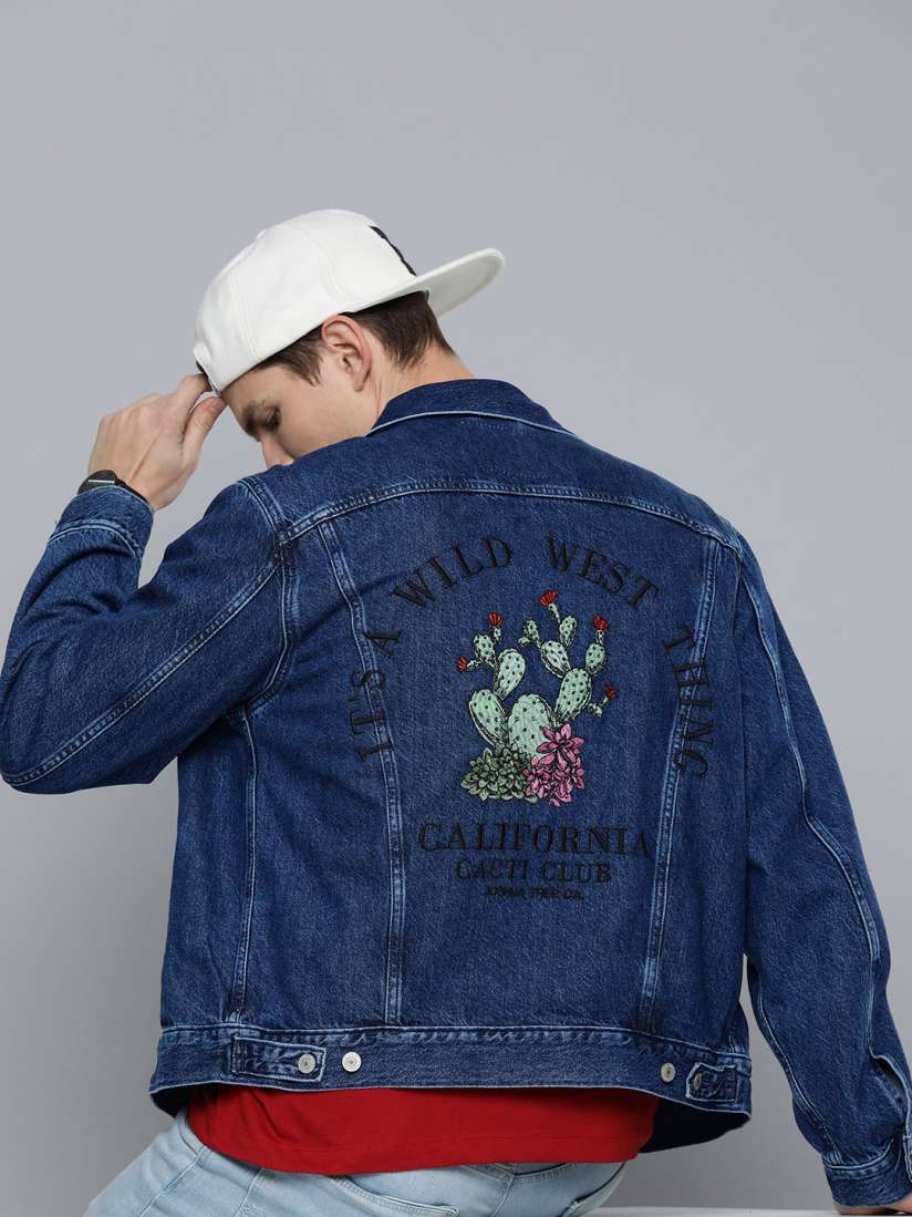 Men's embroidered denim jacket discount