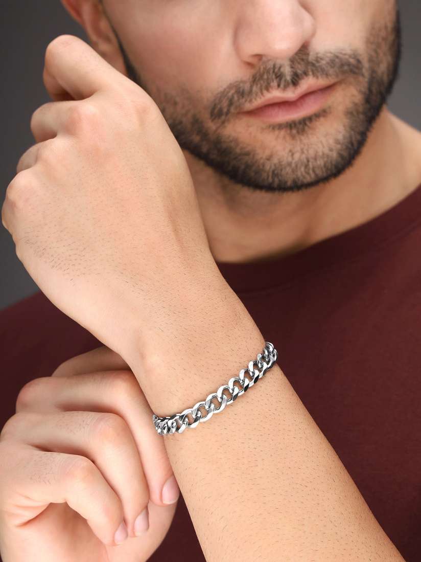 Buy Bold by Priyaasi Silver Plated Brass Link Bracelet Bracelet for Men 26320870 Myntra