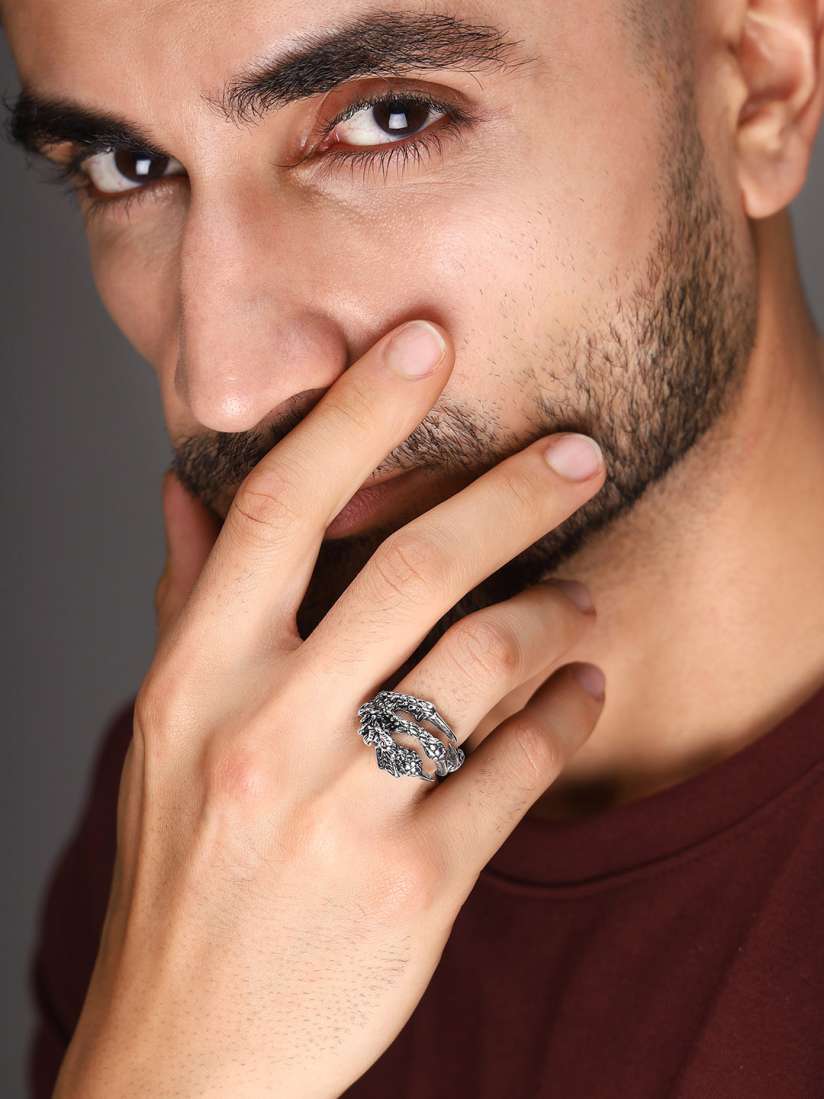 Buy Bold by Priyaasi Men Silver Plated Adjustable Finger Rings Ring for Men 26320912 Myntra