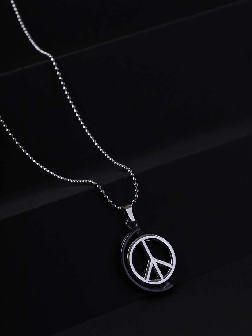 Buy Bold by Priyaasi Silver Plated Peace Sign Anjaan Slide Charm Pendant With Chain Pendant for Men 26320918 Myntra