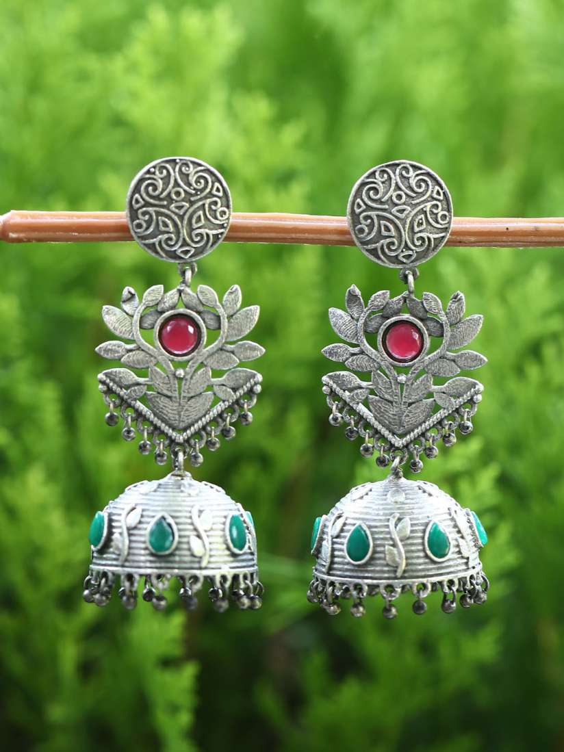 Buy Sangria Silver Plated Oxidised Jhumkas Earrings for Women 26325606 Myntra