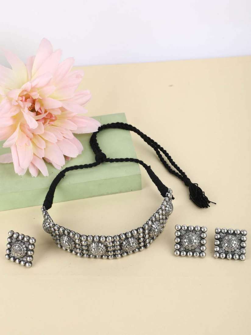 Buy Sangria Silver Plated Oxidised Jewellery Set Jewellery Set for Women 26325664 Myntra