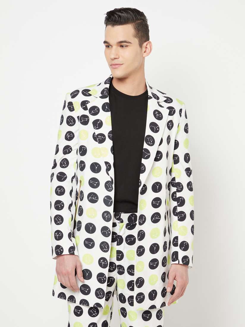 Buy Crimsoune Club Geometric Printed Notched Lapel Longline Open Front Blazer Blazers for Men 26331084 Myntra