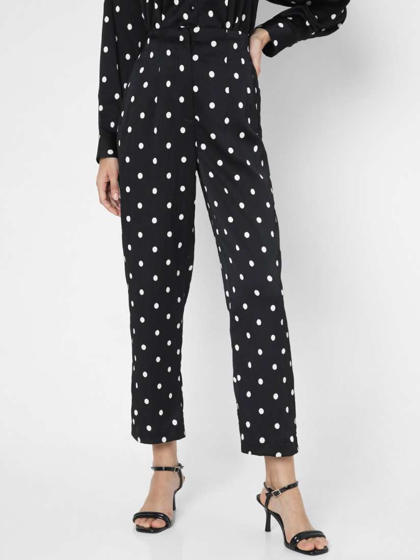 Buy Vero Moda Women Polka Dot Printed High Rise Cropped Trousers Trousers for Women 26331296 Myntra