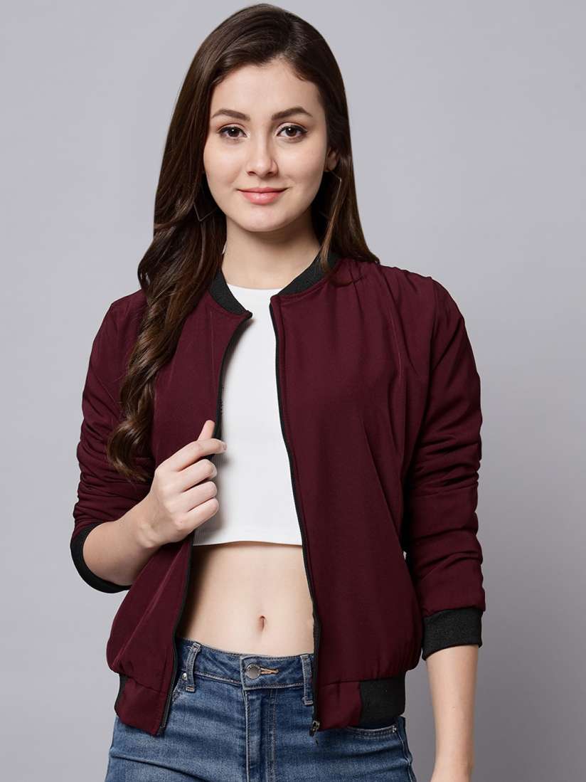 Burgundy bomber jacket womens 2025