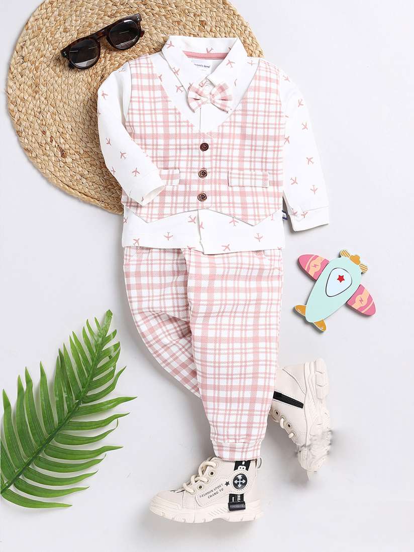Buy Moms Love Infant Boys Checked Cotton Single Breasted Four Pieces Suit Suits for Boys 26341850 Myntra