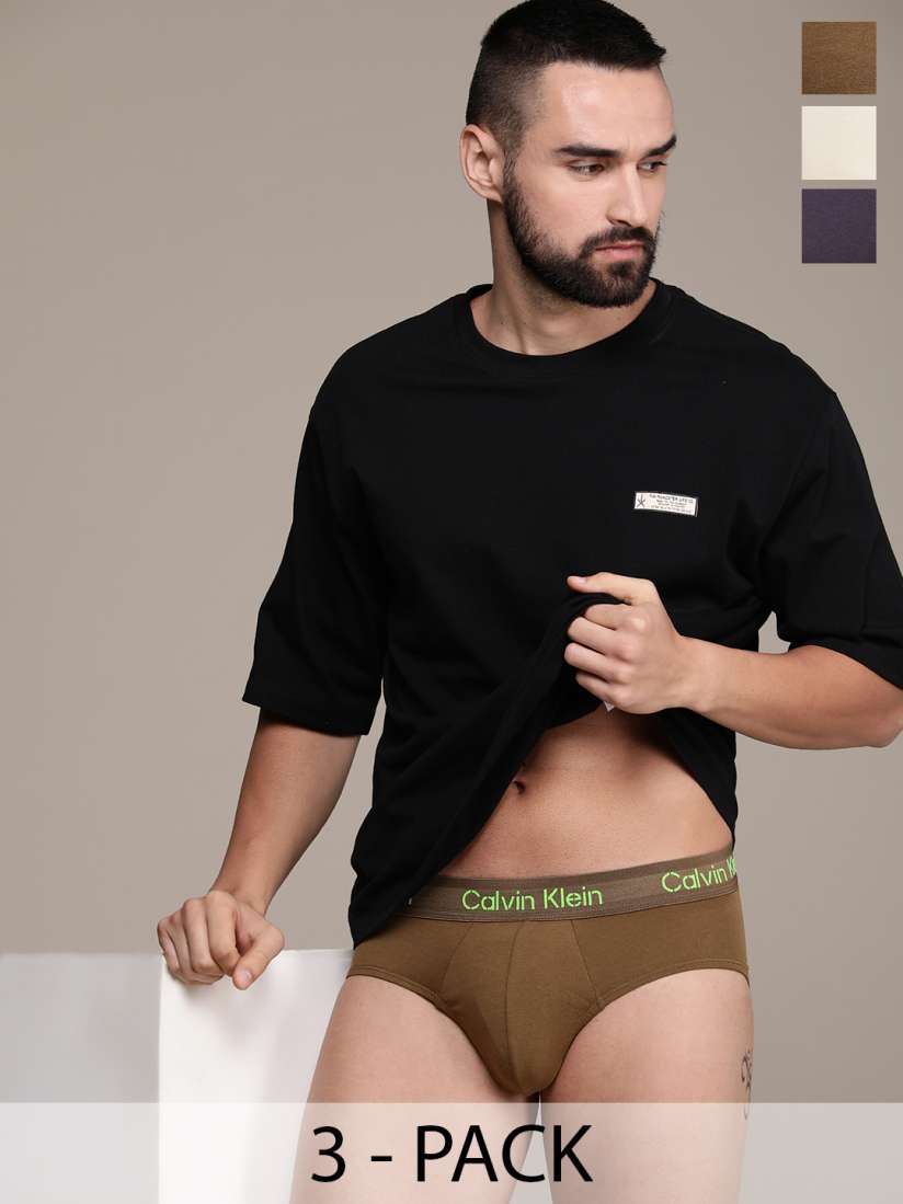 Buy Calvin Klein Underwear Men Pack Of 3 Mid Rise Solid Briefs NB3704FZ4 Briefs for Men 26360668 Myntra