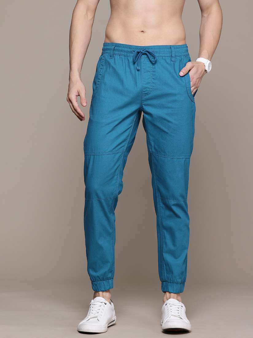 Buy The Roadster Lifestyle Co. Men Pure Cotton Regular Fit Joggers Trousers for Men 26362094 Myntra