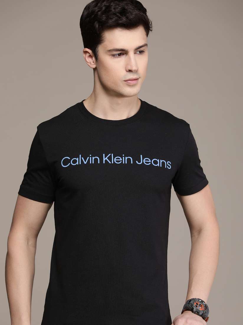 Buy Calvin Klein Jeans Brand Logo Printed Pure Cotton Slim Fit T shirt Tshirts for Men 26362712 Myntra