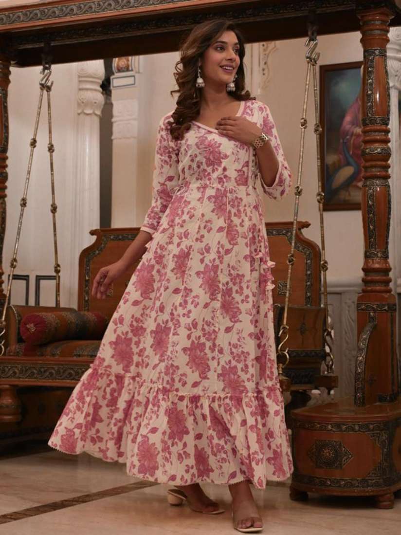 Buy Varanga Floral Printed Tiered Anarkali Maxi Dress Ethnic Dresses for Women 26363748 Myntra