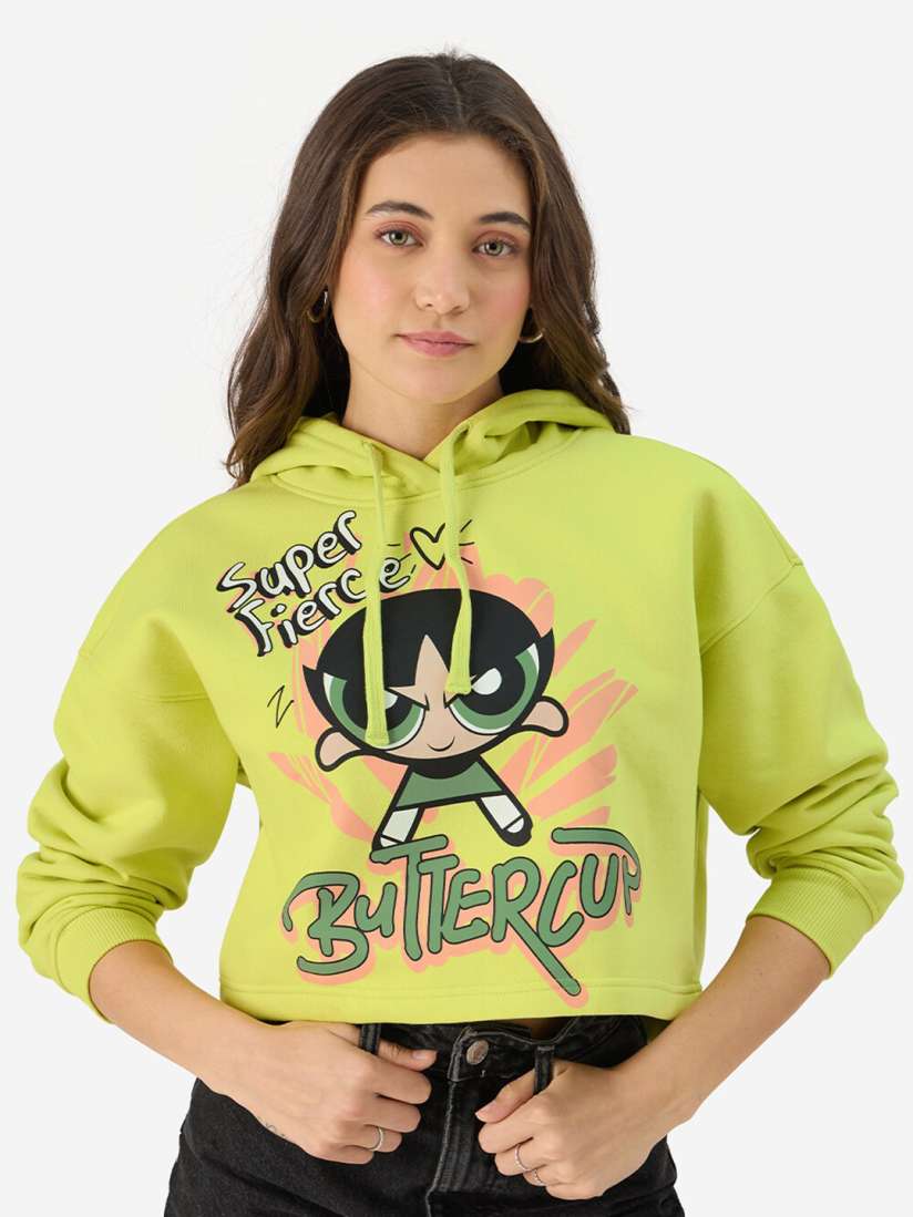 Buy The Souled Store Powerpuff Girls Printed Hooded Cropped Pullover Sweatshirts for Women 26368776 Myntra