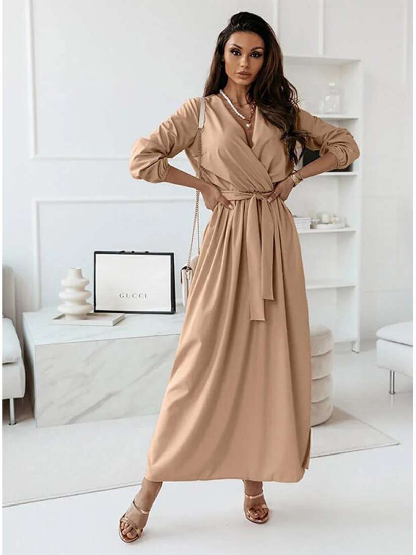 V neck maxi wrap dress sales