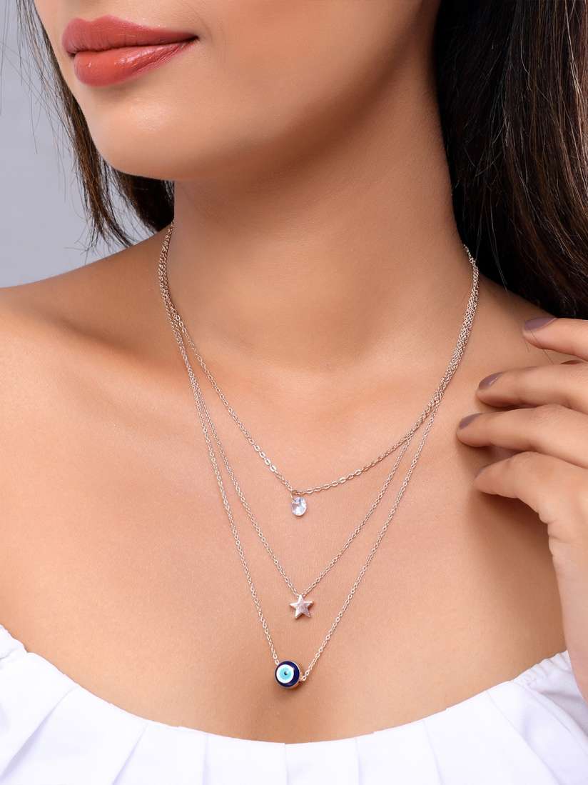 Myntra silver necklace clearance