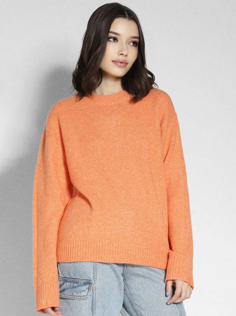 Buy AMERICAN EAGLE OUTFITTERS Round Neck Long Sleeves Fuzzy Pullover Sweater Sweaters for Women 26375048 Myntra