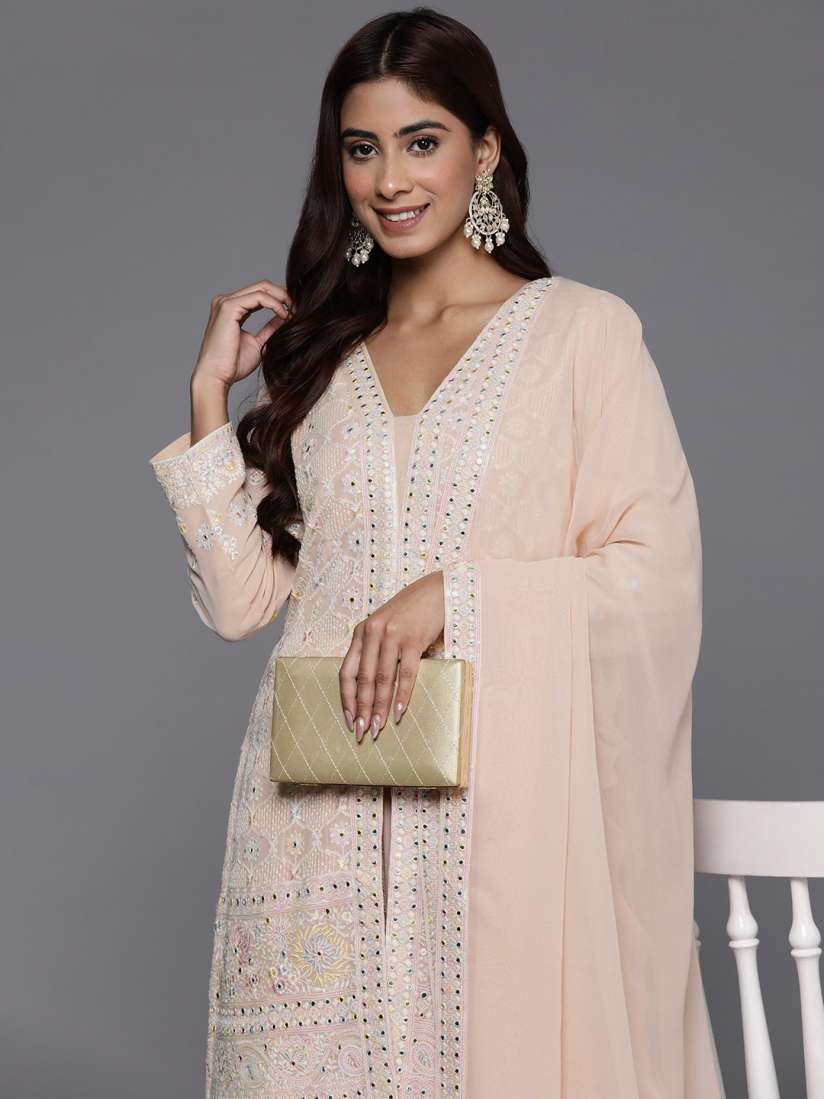 Buy Libas Art Floral Embroidered Regular Sequinned Kurti with Palazzos Dupatta Kurta Sets for Women 26378350 Myntra