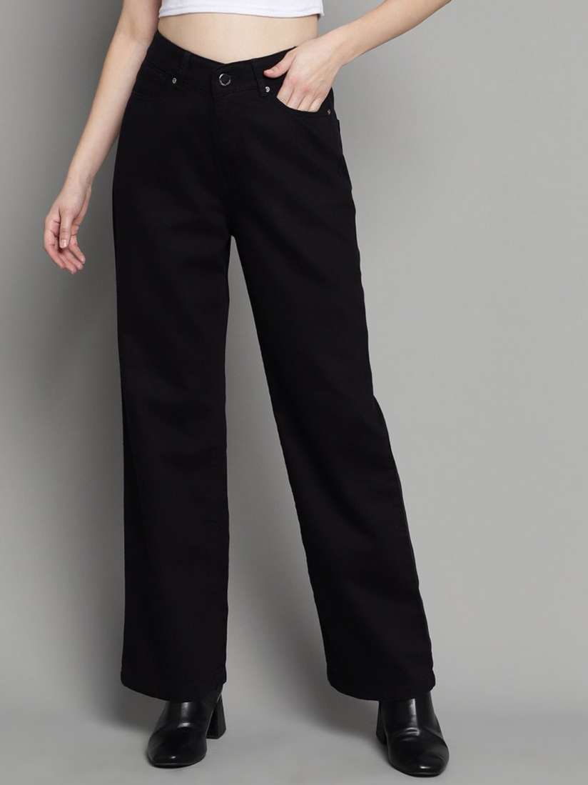 Buy Xpose Women Comfort Wide Leg High Rise Dark Shade Clean Look Pure Cotton Jeans Jeans for Women 26381448 Myntra