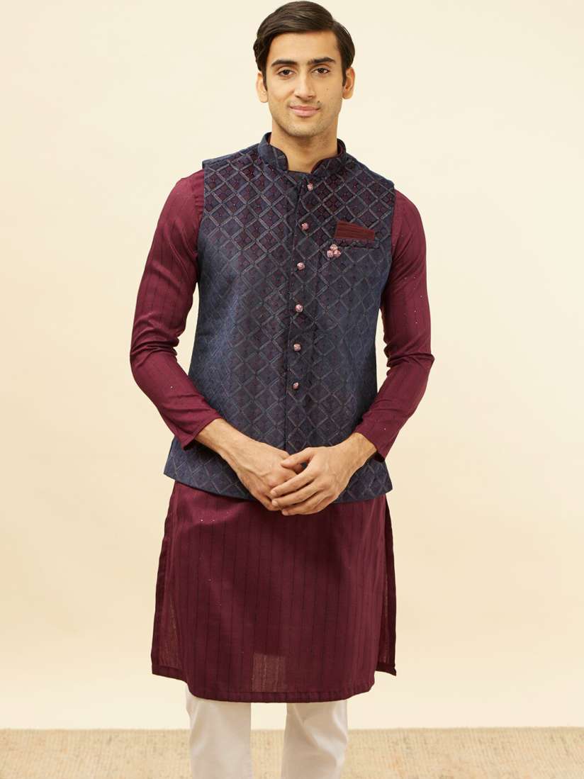 Manyavar kurta with nehru jacket clearance