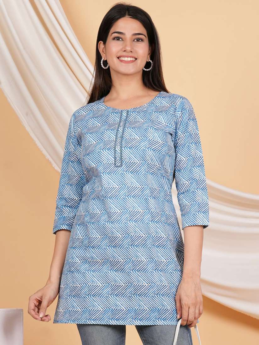 Buy ZOYOTO Geometric Print Cotton Straight Kurti Kurtis for Women 26409224 Myntra