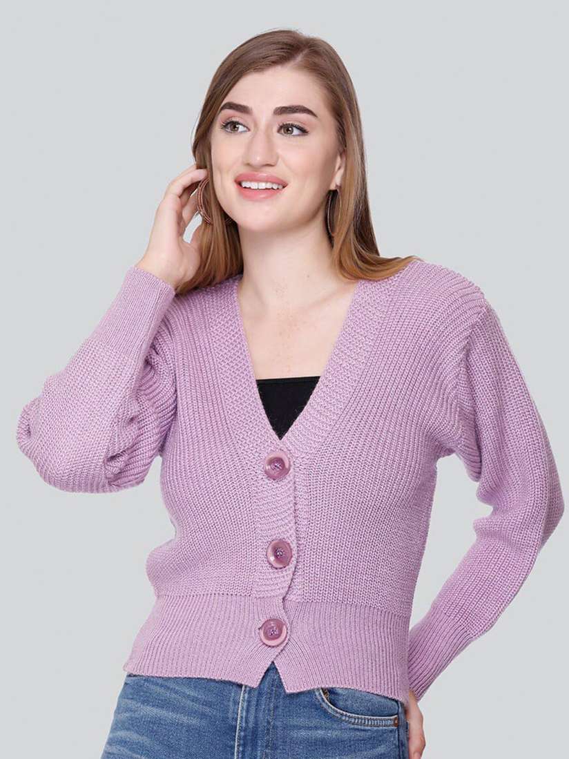 Buy Winter Wonders Ribbed Crop Acrylic Cardigan Sweater Sweaters for Women 26409594 Myntra