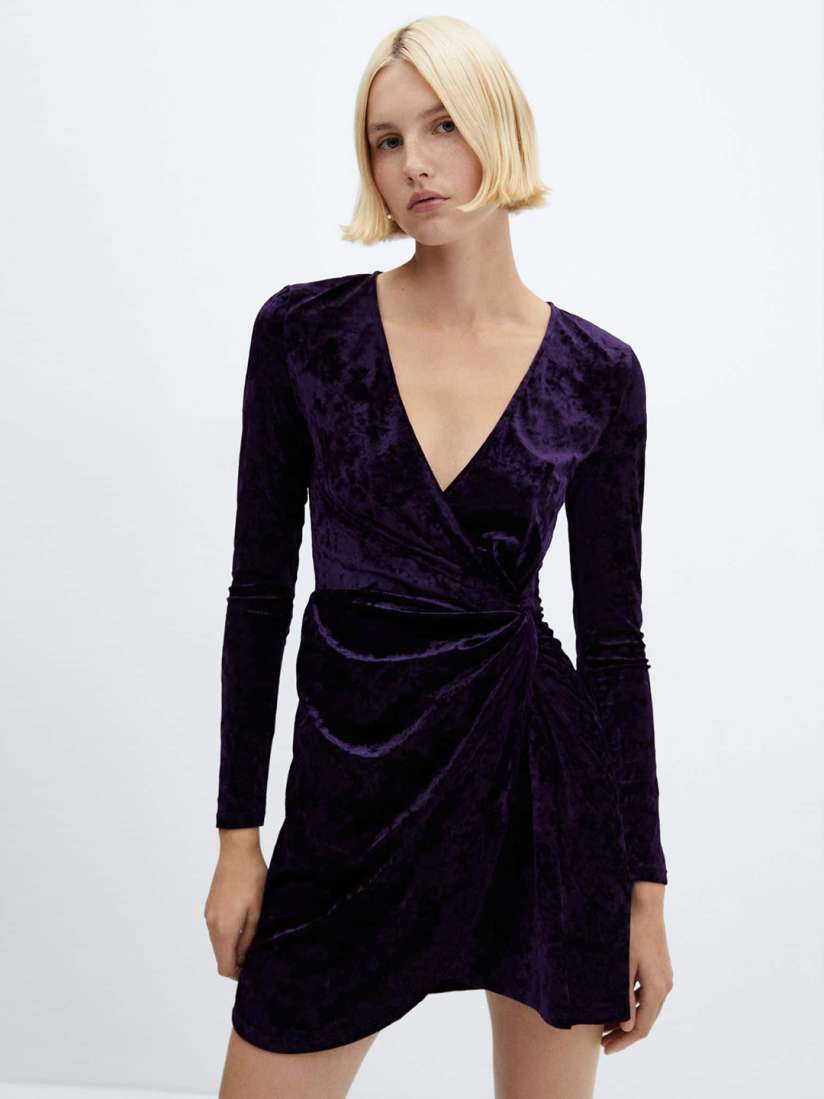 Buy MANGO Velvet Wrap Mini Dress Dresses for Women 26412158 Myntra