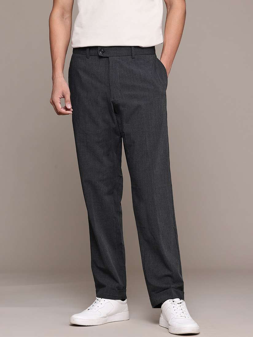 Buy MANGO MAN Men Checked Slim Fit Trousers Trousers for Men