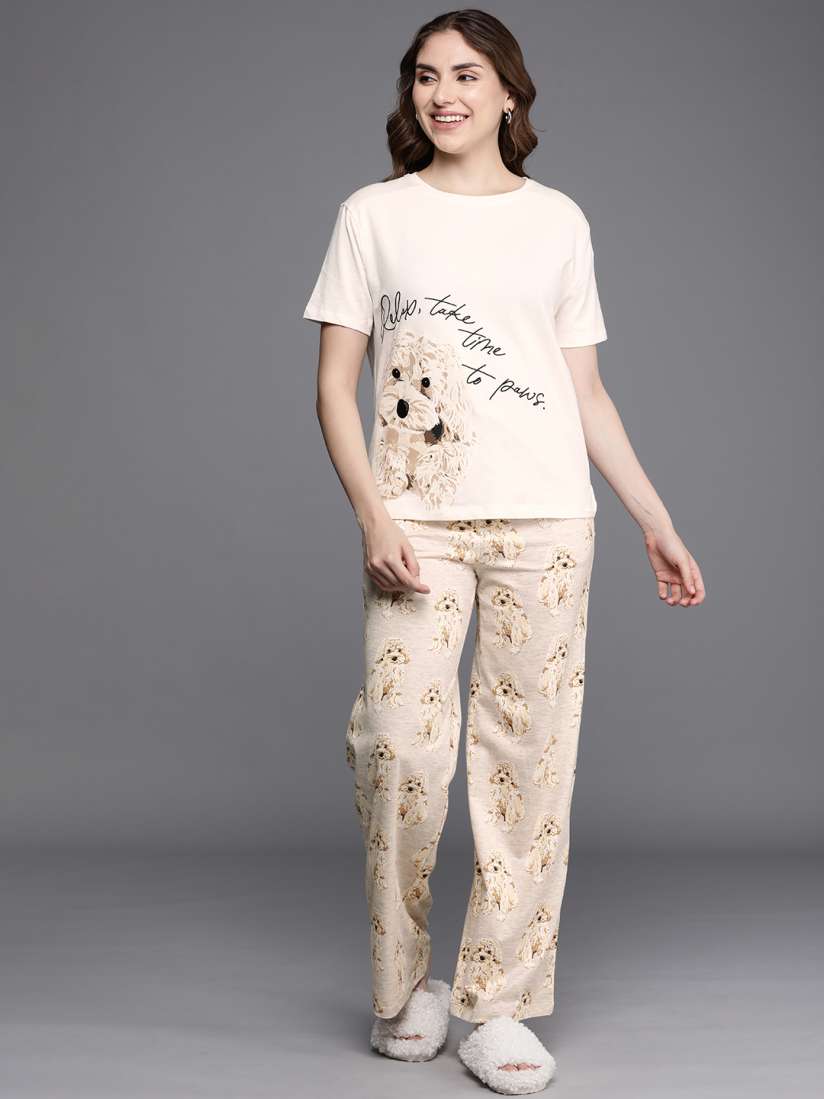 Buy NEXT Women Pure Cotton Printed Pyjama Set Night suits for Women 26420926 Myntra