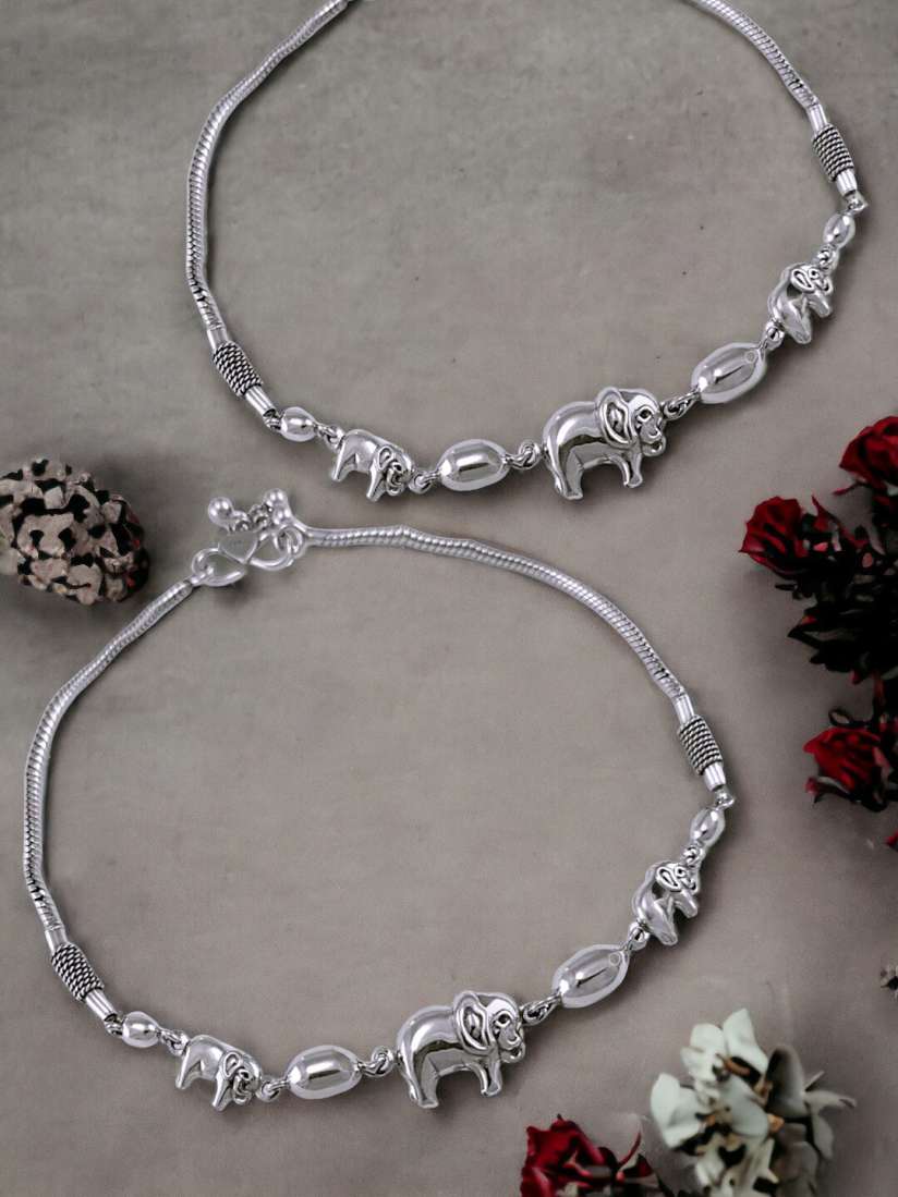 Sterling silver elephant anklet discount
