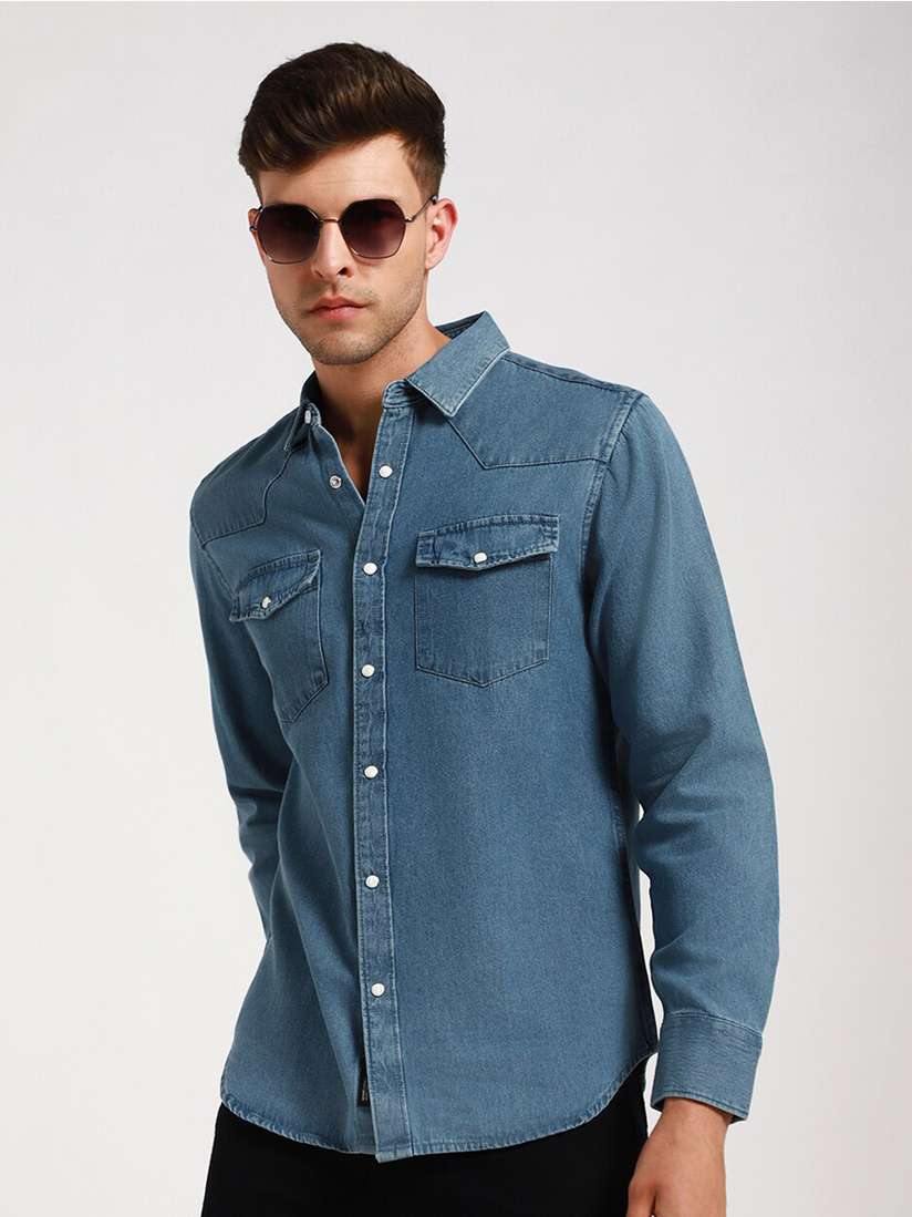 Denim Shirt Dennis Lingo Shirts Dennis Lingo Men Cotton Checks