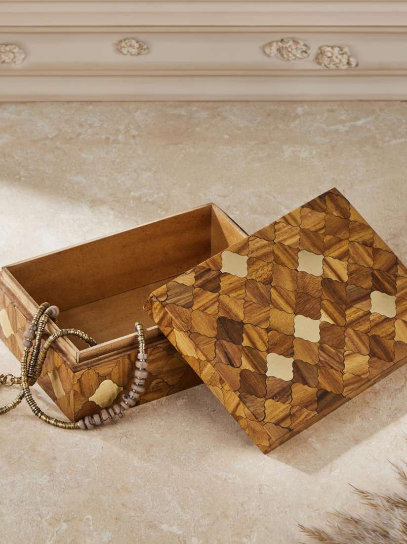Buy Fabindia Brown Wooden Geometric Printed Jewellery Organiser Box Organisers for Unisex 26439474 Myntra
