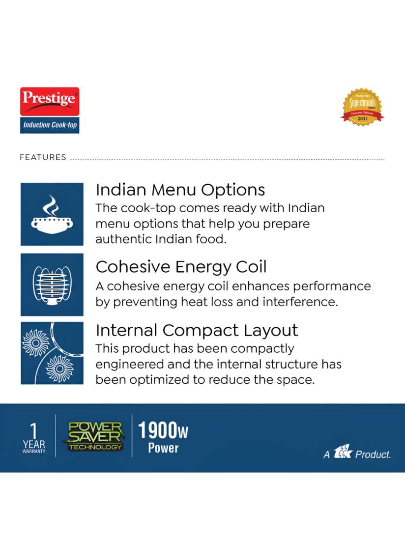 Buy Prestige Black PIC 19.0 Plus Induction Cooktop 1900W With Indian Menu Options Induction Cooktop for Unisex 26449788 Myntra