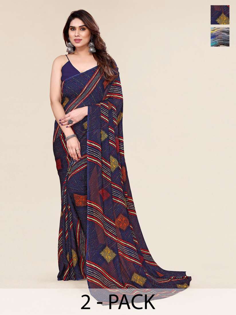 Buy KALINI Selection Of 2 Printed Sarees Sarees for Women 26458226 Myntra