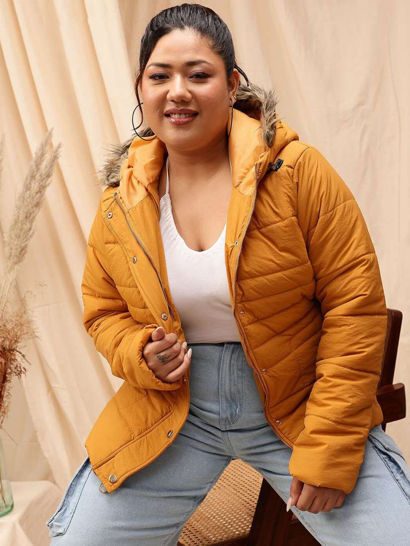 Buy CURVY STREET Plus Size Hooded Neck Long Sleeves Puffer Jacket Jackets for Women 26477720 Myntra