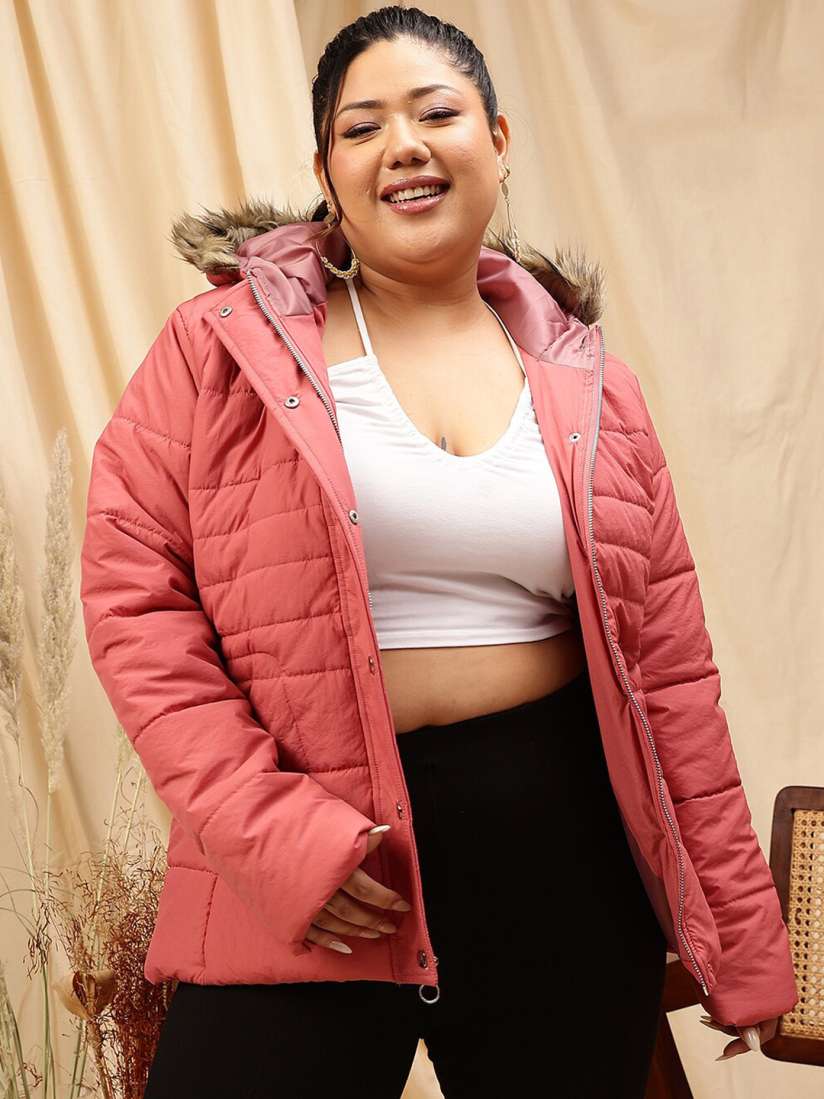 Buy CURVY STREET Plus Size Hooded Neck Long Sleeves Puffer Jacket Jackets for Women 26477724 Myntra