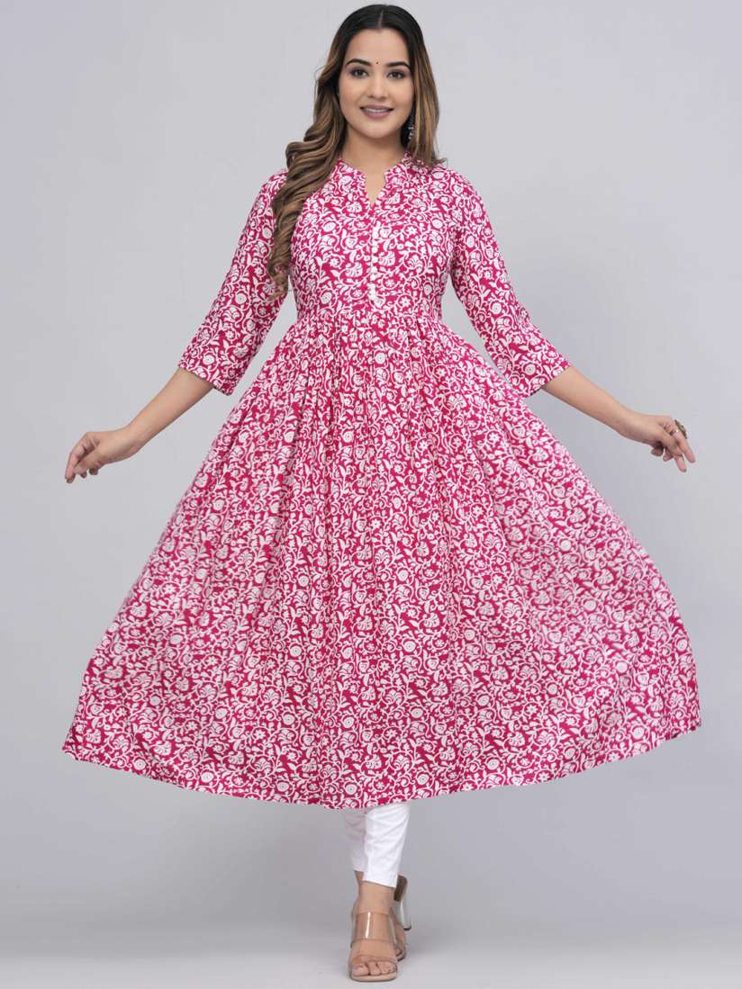 Buy Sanganeri Kurti Floral Printed Anarkali Kurta Kurtas for Women 26486736 Myntra