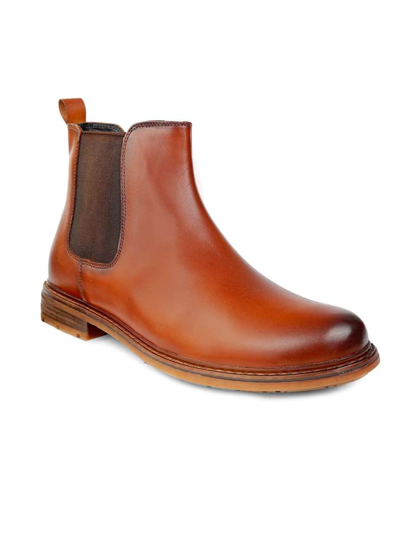 Buy The Roadster Lifestyle Co. Men Tan Brown Mid Top Leather Chelsea Boots Boots for Men 26488532 Myntra