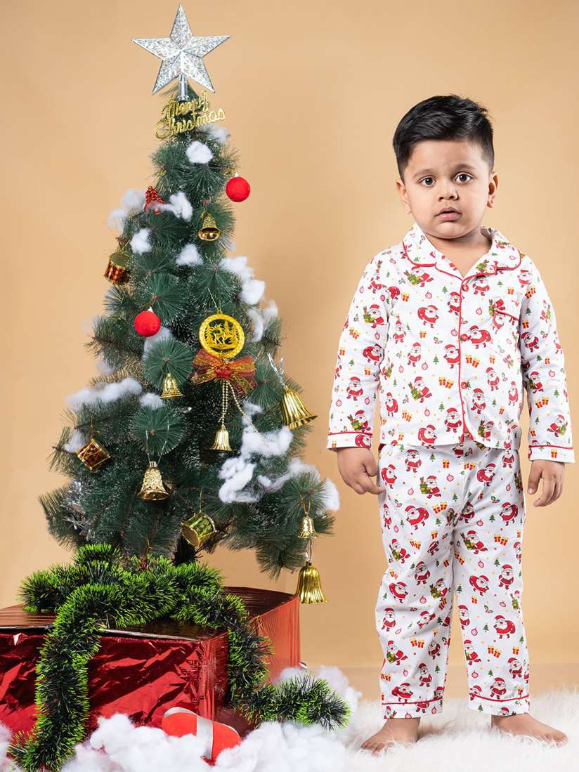Buy Babywish Kids Christmas Santa Printed Pure Cotton Shirt With Pyjamas Night suits for Unisex Kids 26489868 Myntra