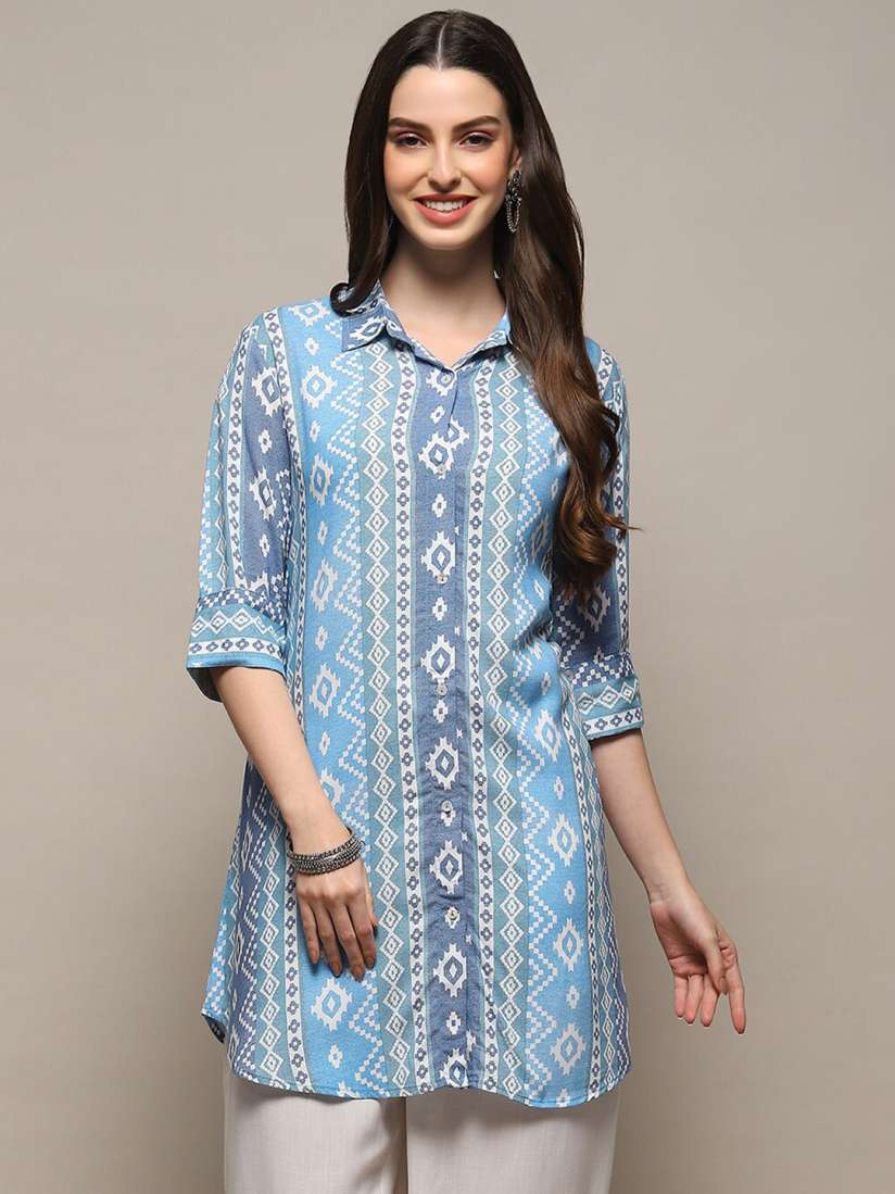 Buy Biba Ethnic Motifs Printed Shirt Collar Straight Kurti Kurtis for Women 26496264 Myntra