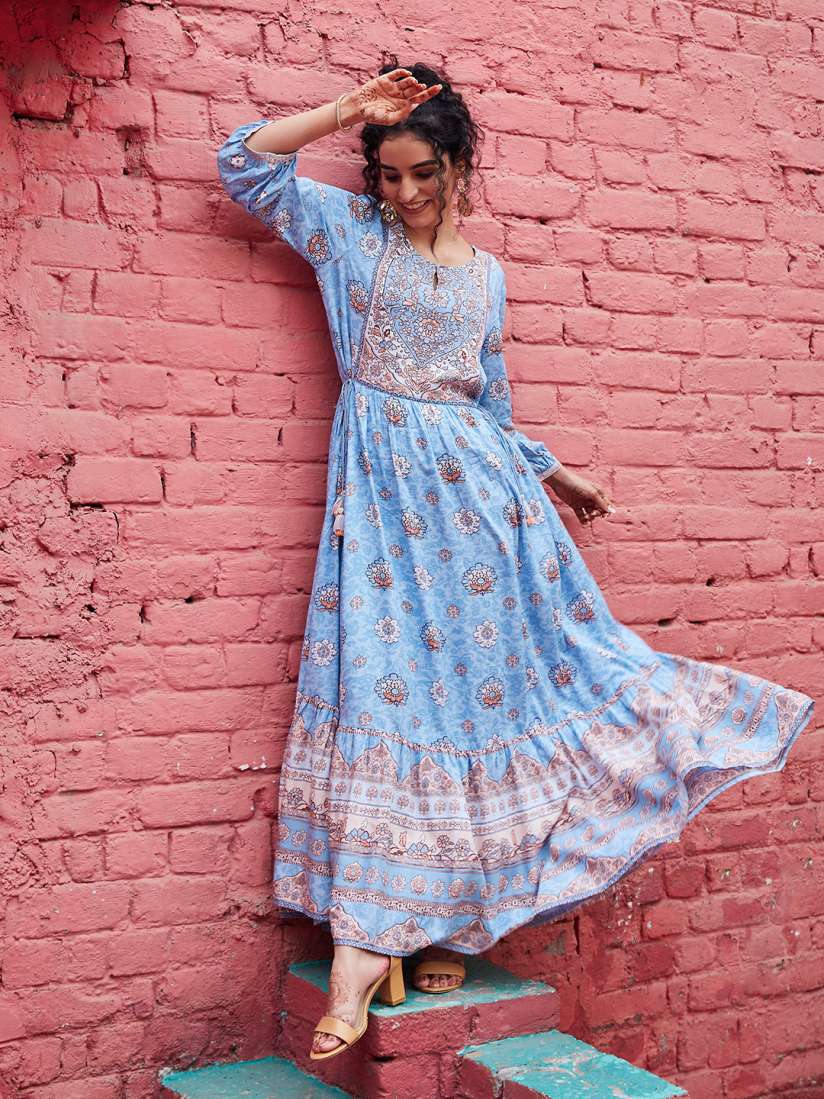 Buy Biba Ethnic Motifs Printed Sequined Ethnic Dress Ethnic Dresses for Women 26498990 Myntra