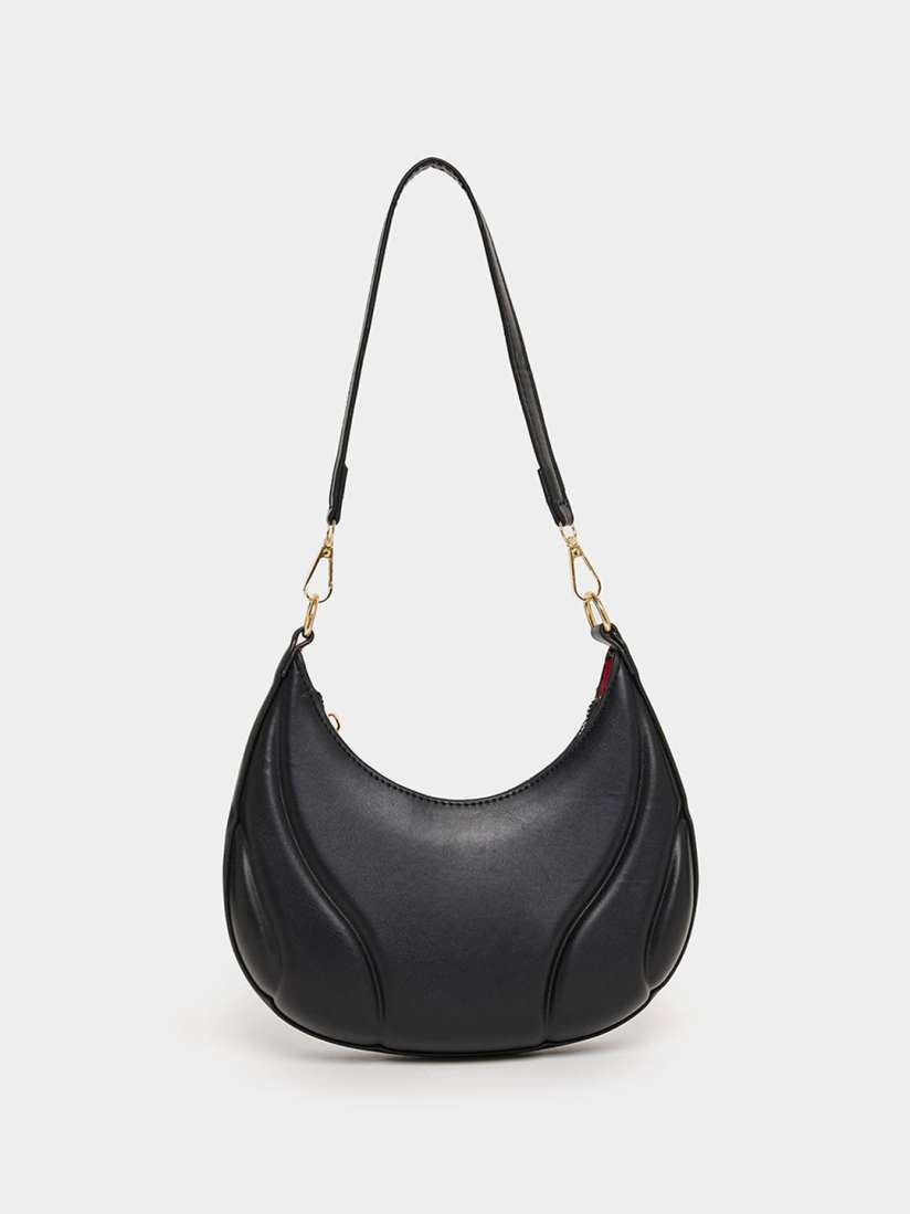 Buy Styli Black Quilted Half Moon Hobo Handbag Handbags for Women 26503554 Myntra