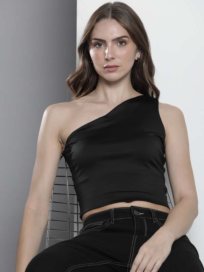 Buy Tommy Hilfiger Solid One Shoulder Crop Top Tops for Women 26516034 Myntra