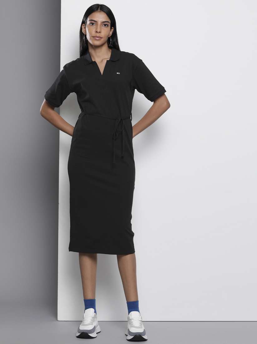 Buy Tommy Hilfiger Solid Tie Ups Detail T shirt Dress Dresses for Women 26516668 Myntra